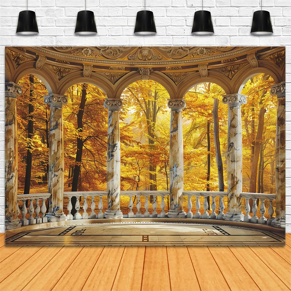 Golden Fall Foliage with Marble Archway Background BRP7-213