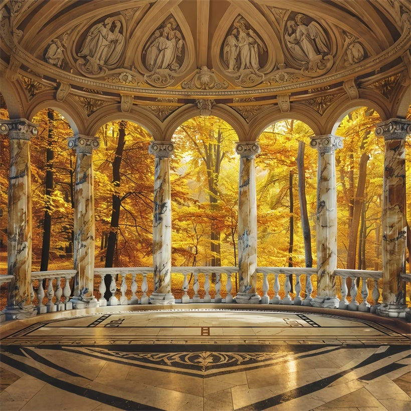 Golden Fall Foliage with Marble Archway Background BRP7-213