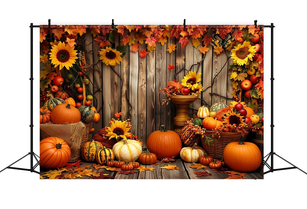 Charming Autumn Sunflowers and Pumpkins Backdrop BRP7-214