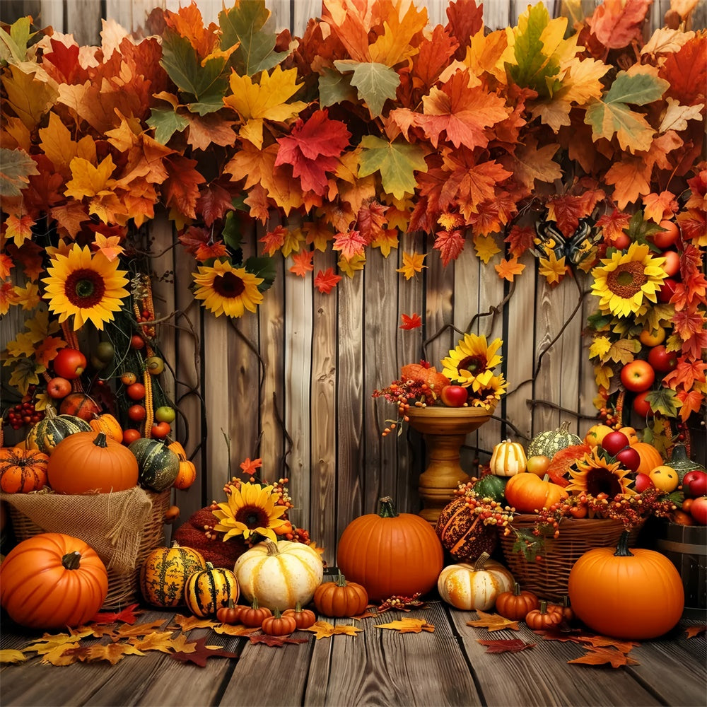 Charming Autumn Sunflowers and Pumpkins Backdrop BRP7-214