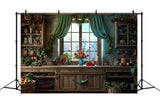 Christmas Cozy Winter Kitchen Backdrop BRP7-215