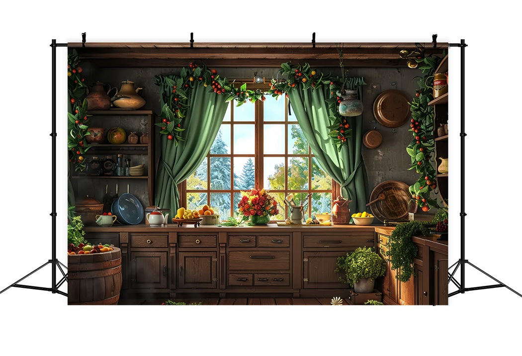 Christmas Cozy Country Kitchen Backdrop BRP7-216