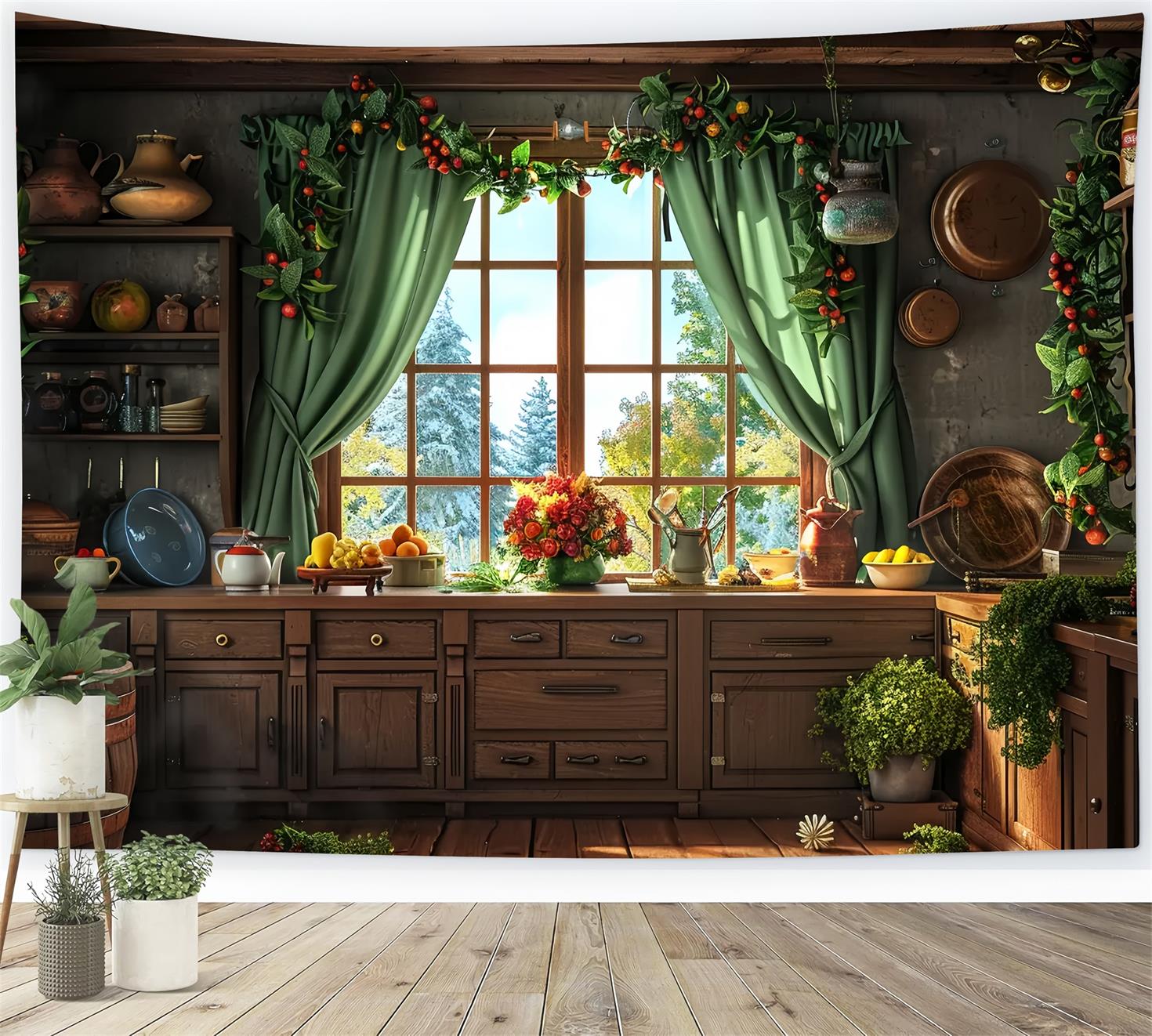 Christmas Cozy Country Kitchen Backdrop BRP7-216