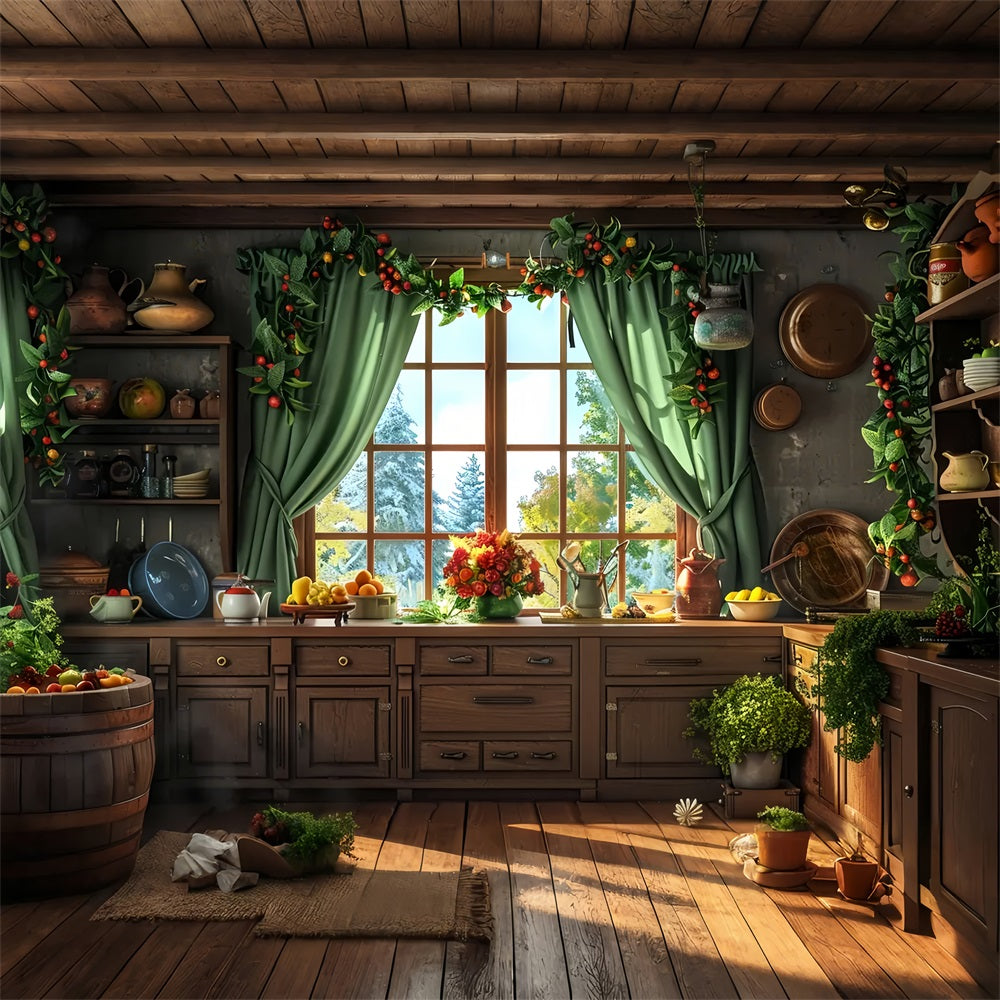 Christmas Cozy Country Kitchen Backdrop BRP7-216