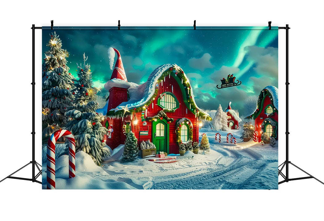 Christmas Elf House with Aurora Backdrop BRP7-218