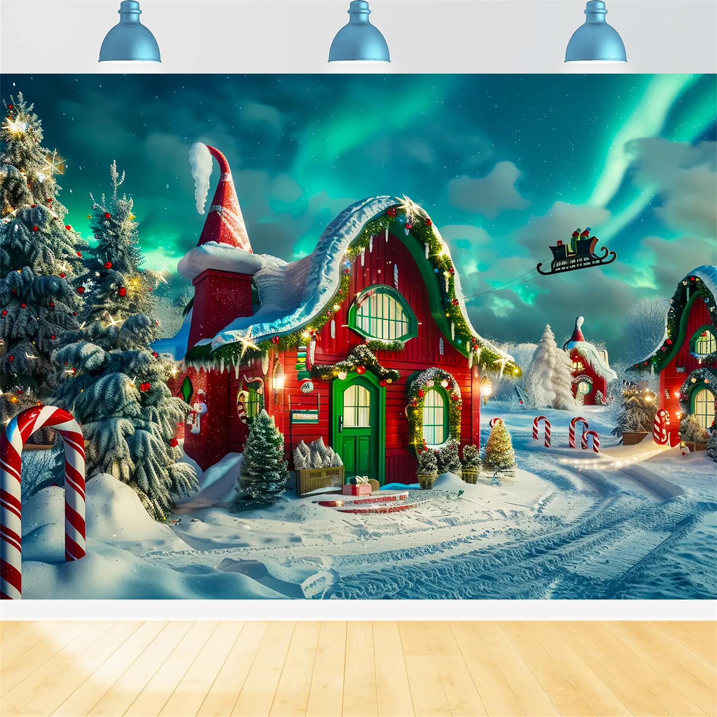 Christmas Elf House with Aurora Backdrop BRP7-218