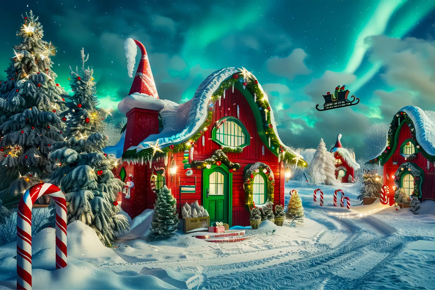 Christmas Elf House with Aurora Backdrop BRP7-218