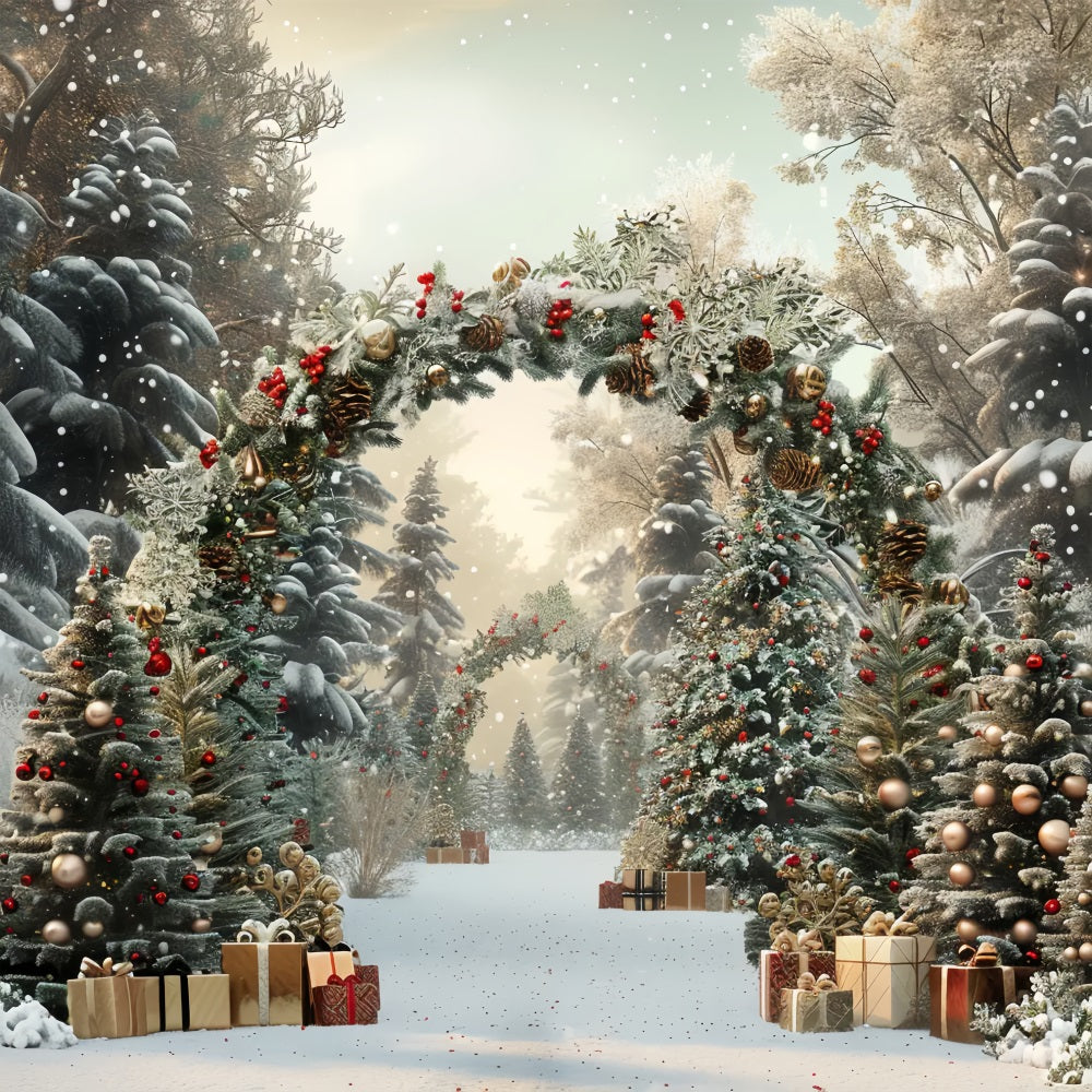 Christmas Enchanted Forest Gift Arch Backdrop BRP7-219