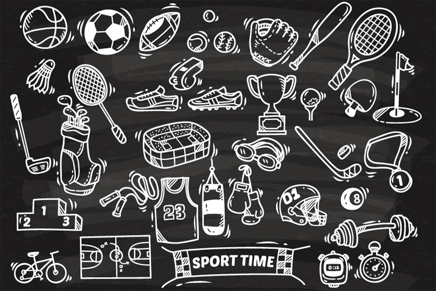 Back to School Sports Chalkboard Photography Backdrop BRP7-22