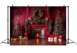 Christmas Red Elegant Fireplace Backdrop BRP7-221