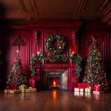 Christmas Red Elegant Fireplace Backdrop BRP7-221