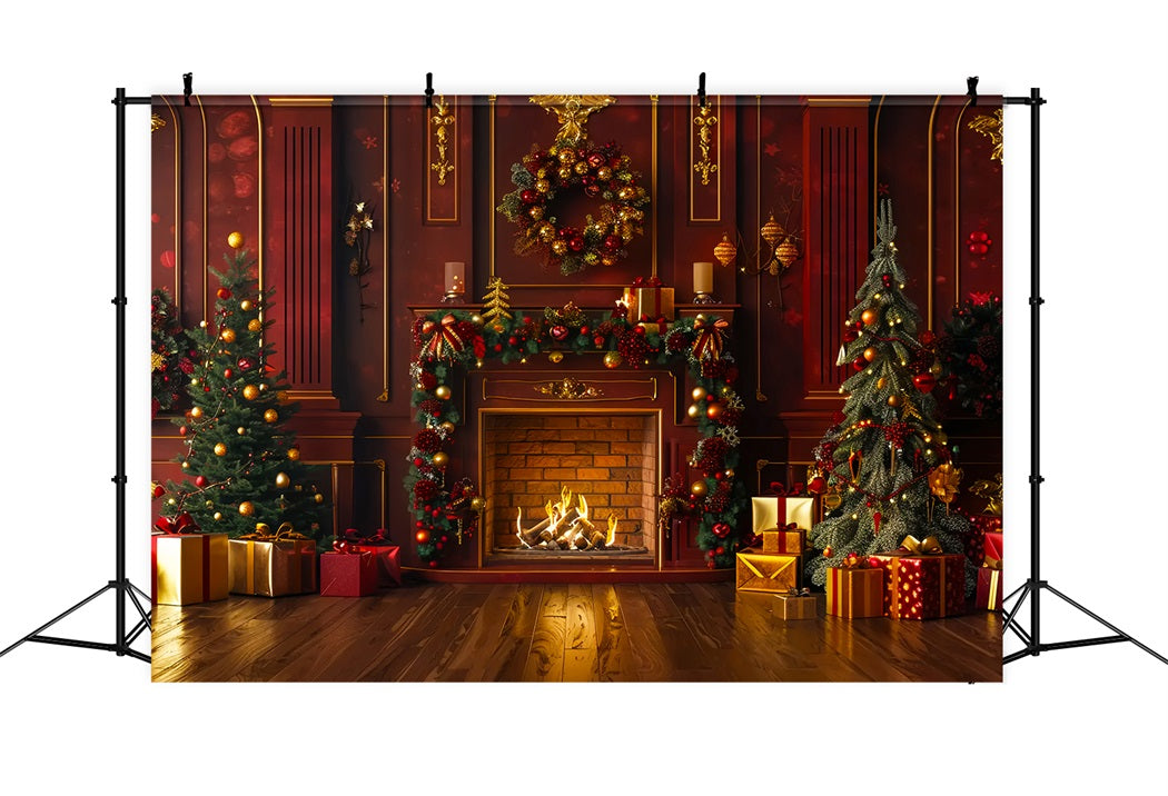 Christmas Warm Fireplace Backdrop BRP7-222