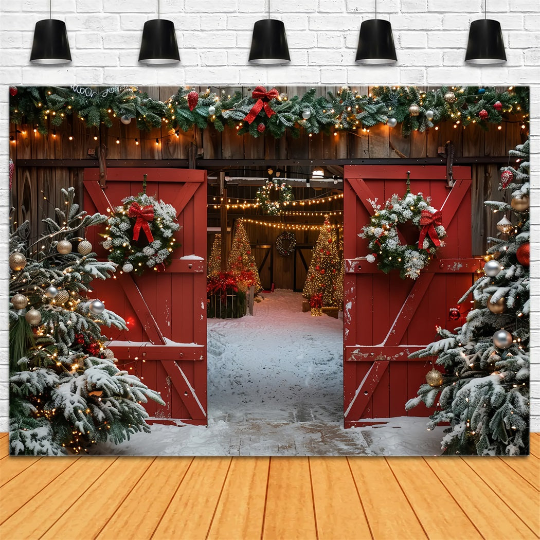 Christmas Rustic Barn Entrance Backdrop BRP7-223