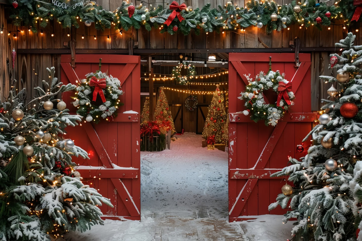 Christmas Rustic Barn Entrance Backdrop BRP7-223