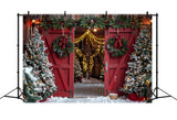 Christmas Red Barn Entrance Backdrop BRP7-224