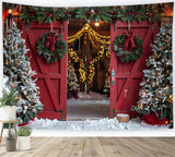 Christmas Red Barn Entrance Backdrop BRP7-224