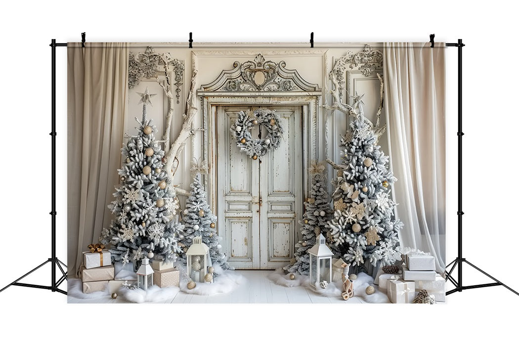 Christmas White Door Tree Backdrop BRP7-226