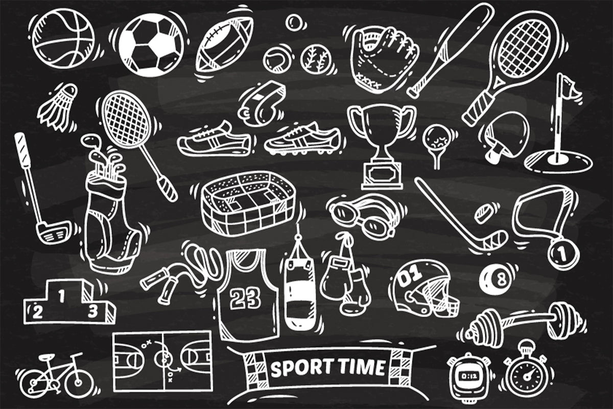 Back to School Sports Chalkboard Photography Backdrop BRP7-22