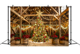 Christmas Cozy Barn Lights Backdrop BRP7-230