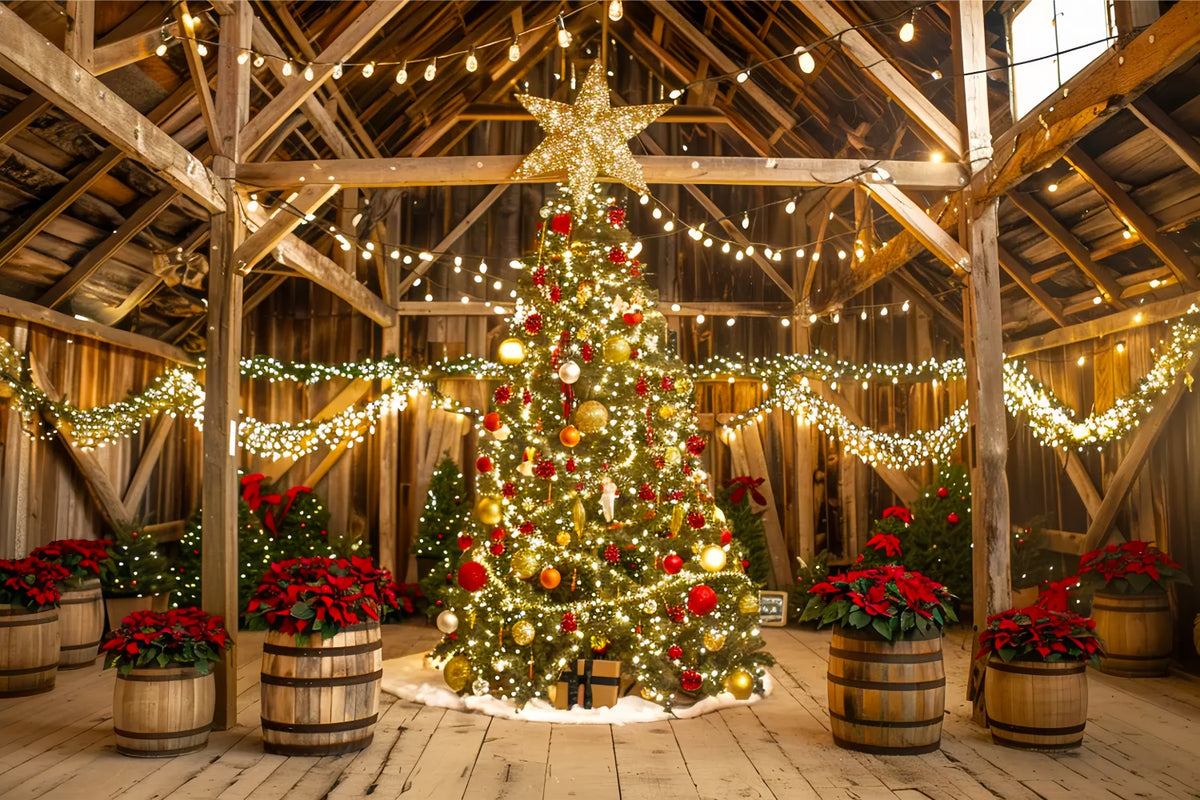 Christmas Cozy Barn Lights Backdrop BRP7-230