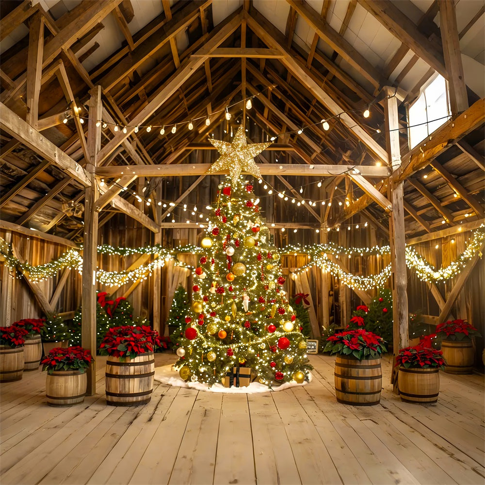 Christmas Cozy Barn Lights Backdrop BRP7-230