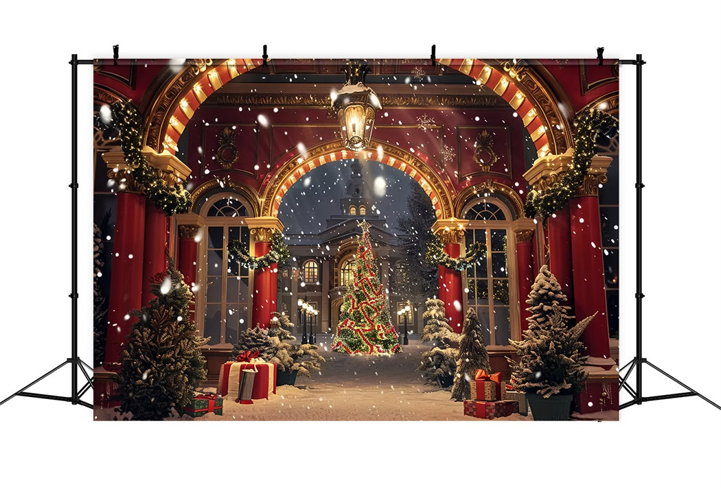 Christmas Elegant Archway Snowfall Backdrop BRP7-231