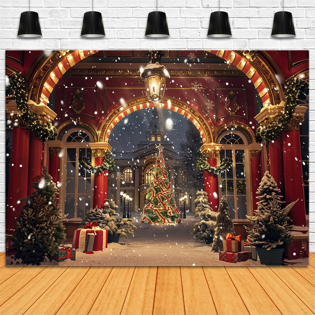 Christmas Elegant Archway Snowfall Backdrop BRP7-231