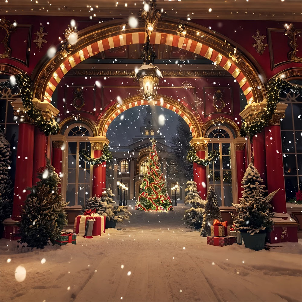 Christmas Elegant Archway Snowfall Backdrop BRP7-231