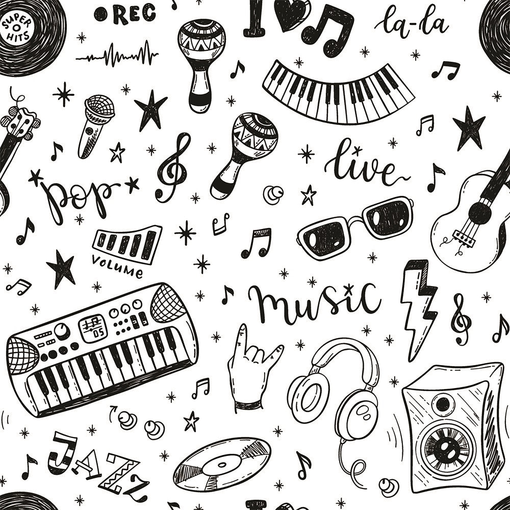 Back to School Musical Doodles Photography Backdrop BRP7-26