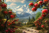 Autumn Mountain Meadow Red Apple Tree Backdrop BRP7-64