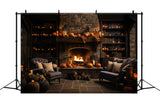 Autumn Pumpkin Room Fireplace Sofa Backdrop BRP7-65