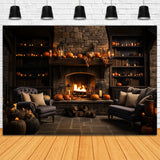 Autumn Pumpkin Room Fireplace Sofa Backdrop BRP7-65