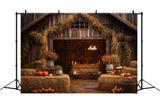 Autumn Wood House Flower Haystack Photography Backdrop BRP7-69