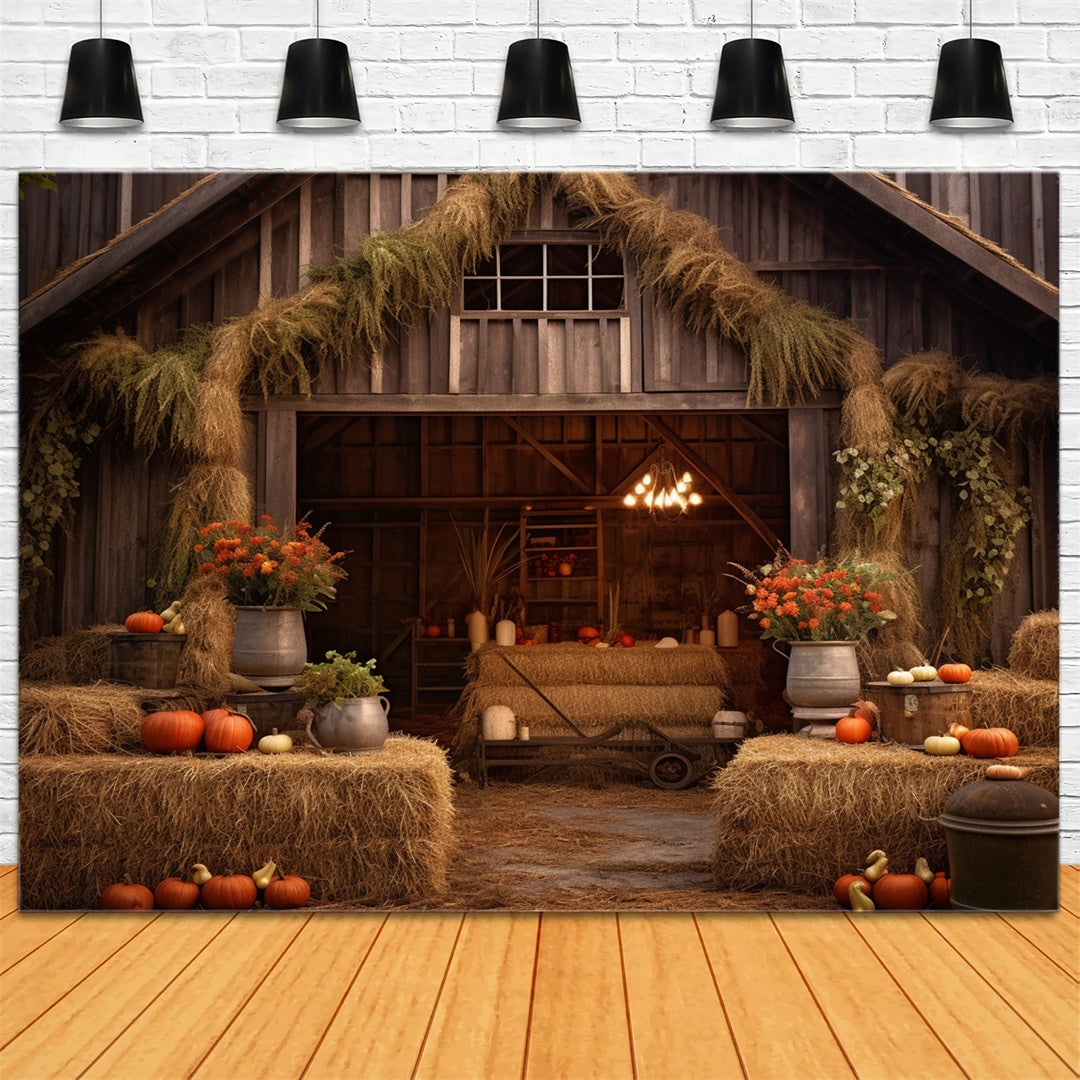 Autumn Wood House Flower Haystack Photography Backdrop BRP7-69