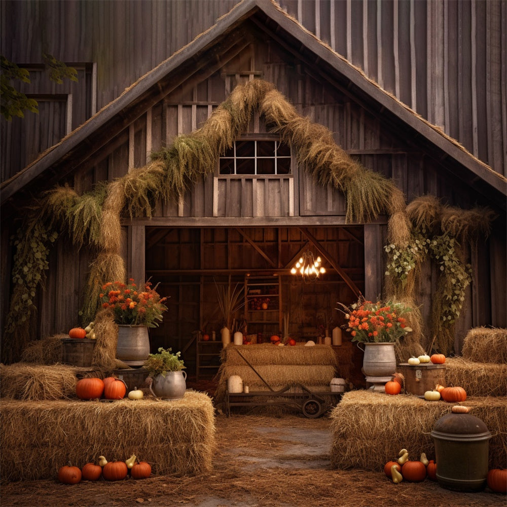 Autumn Wood House Flower Haystack Photography Backdrop BRP7-69