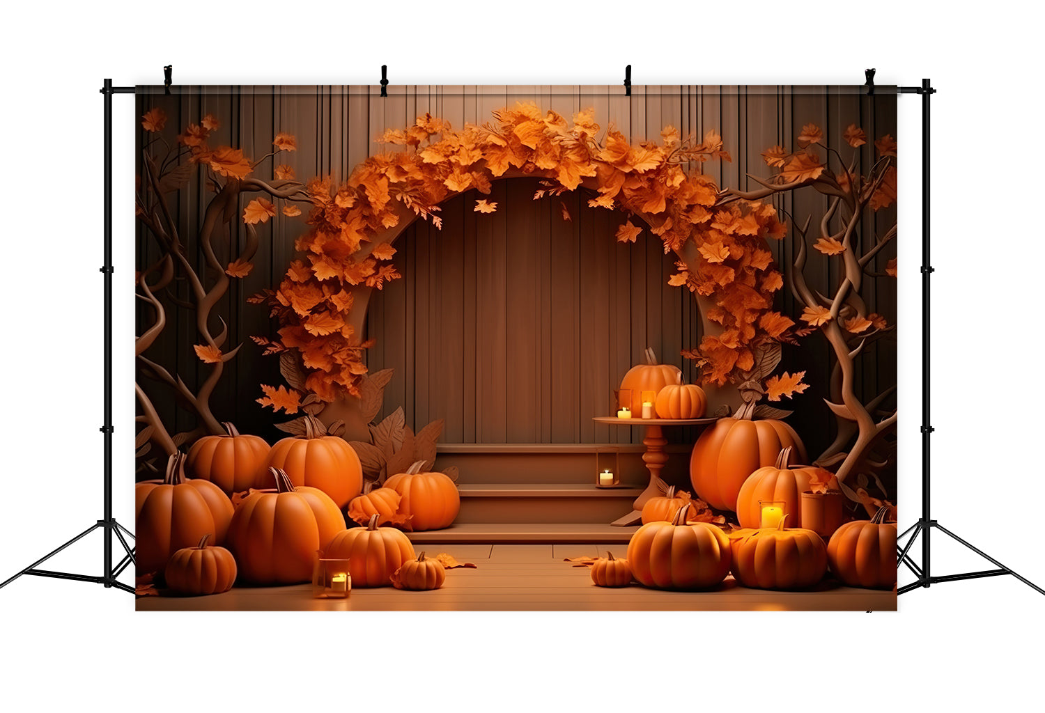 Fall Pumpkins Barn Lamps Backdrop for Photography BRP7-71