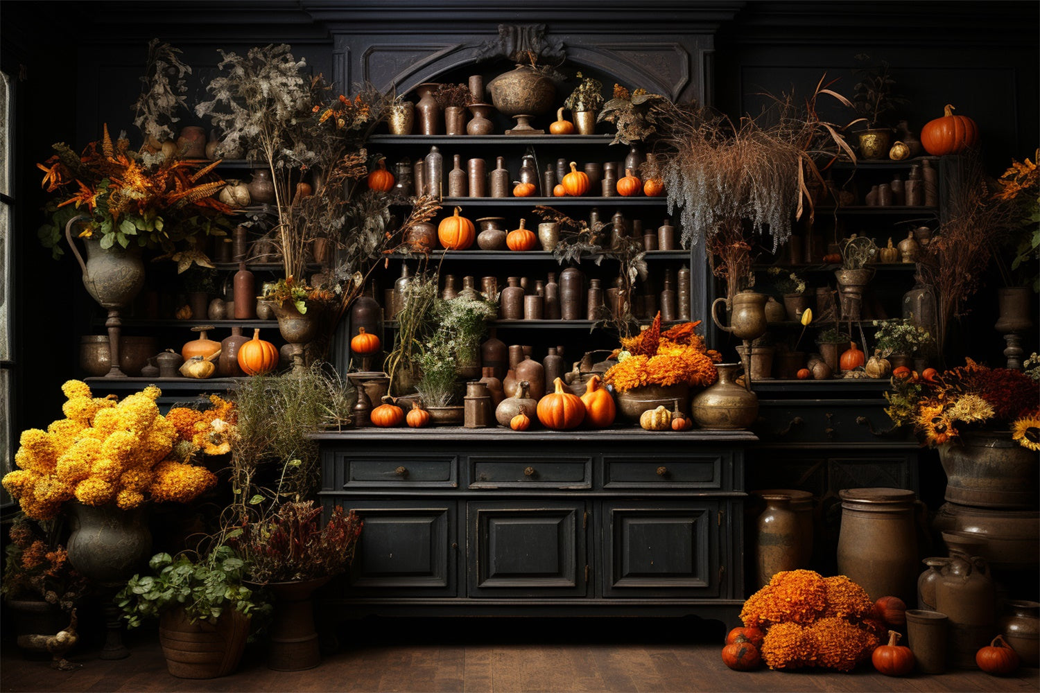 Fall Kitchen with Pumpkins Backdrop for Photography BRP7-72