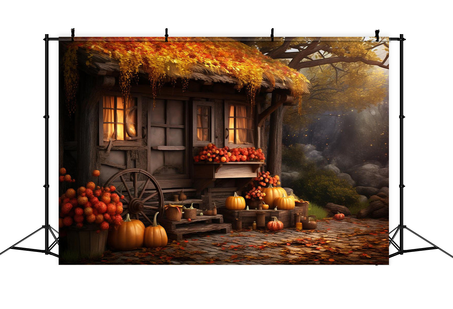 Autumn Old Pumpkin House Photography Backdrop BRP7-73