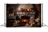 Autumn Fireplace Leaves Candles Backdrop BRP7-75