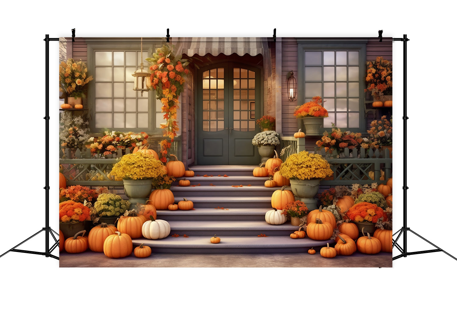 Fall Pumpkin Store Green Door Backdrop BRP7-77