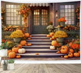 Fall Pumpkin Store Green Door Backdrop BRP7-77