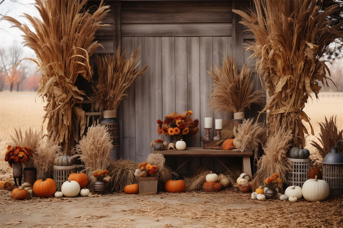 Fall Wood House with Haystack Backdrop BRP7-79