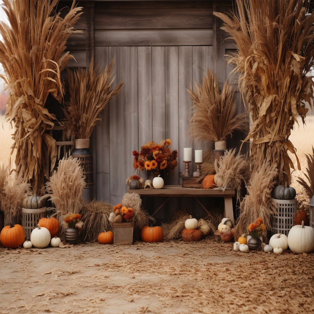 Fall Wood House with Haystack Backdrop BRP7-79