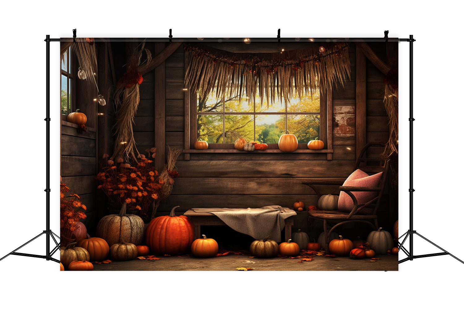 Autumn Pumpkin Barn Window Backdrop BRP7-81