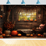 Autumn Pumpkin Barn Window Backdrop BRP7-81