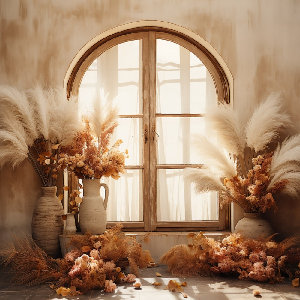 Autumn Flowers Reed Room Window Backdrop BRP7-85