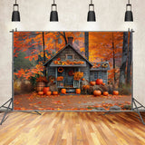 Fall Outdoor Wooden Pumpkin House Backdrop BRP7-89