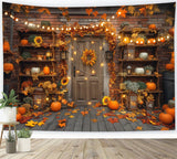 Door Pumpkin Leaves Lamp Fall Backdrop BRP7-90