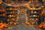 Door Pumpkin Leaves Lamp Fall Backdrop BRP7-90