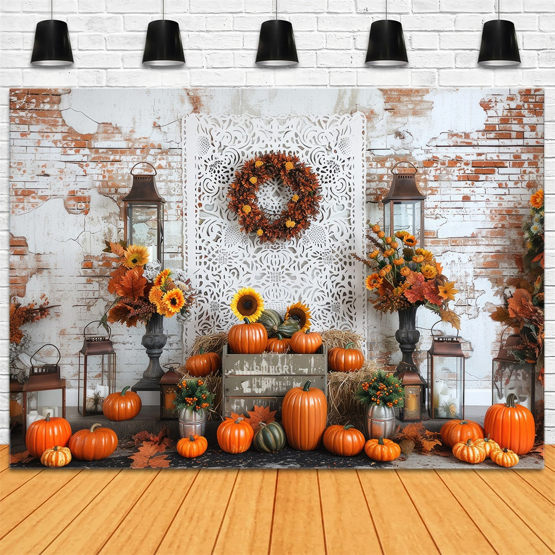 Fall Brick Wall Sunflowers Backdrop BRP7-91